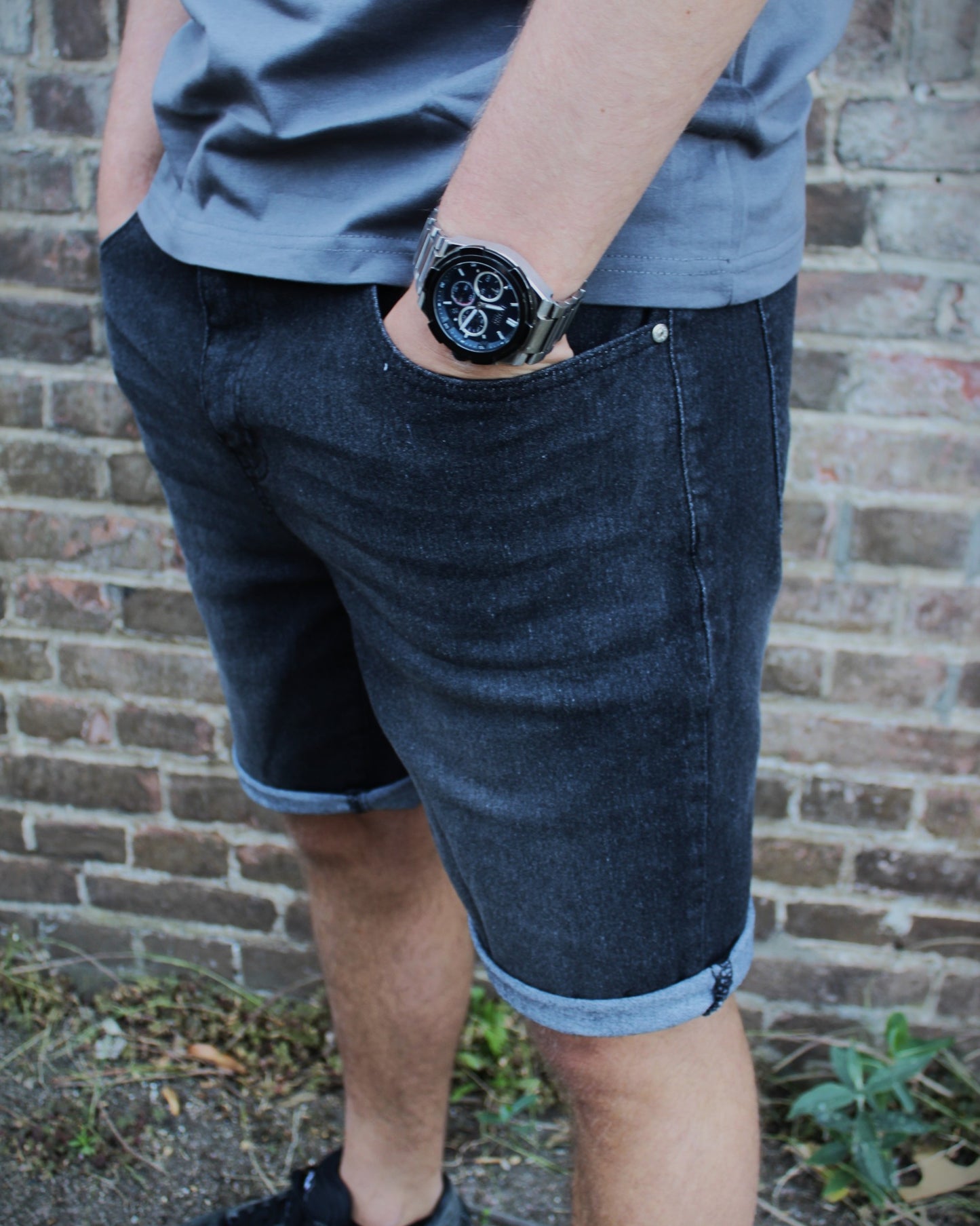 DENIM SHORTS ZWART