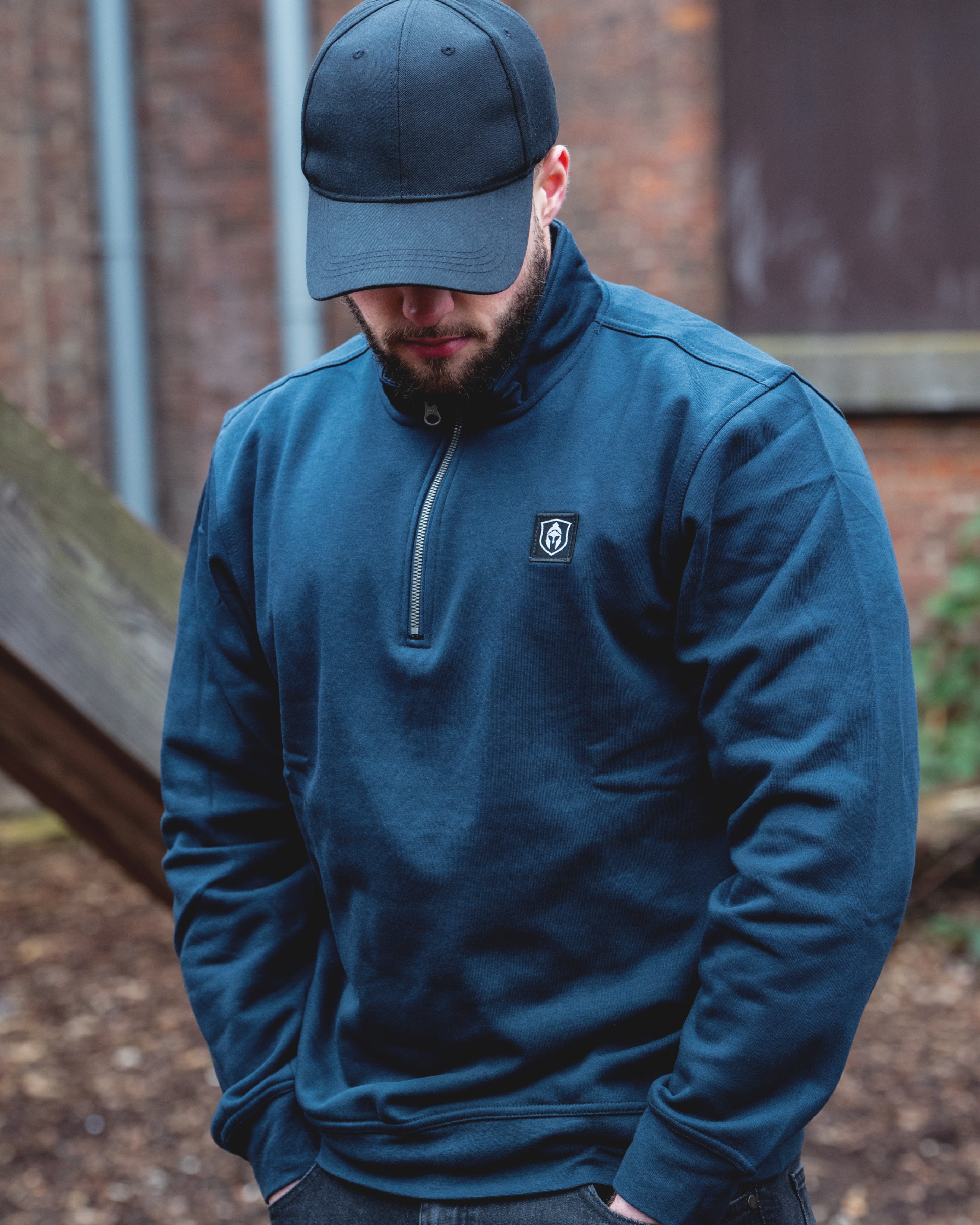 HALF ZIP CLASSIC SWEATER BLAUW