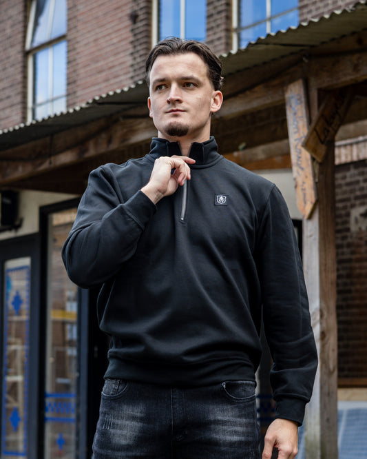 HALF ZIP SWEATER ZWART