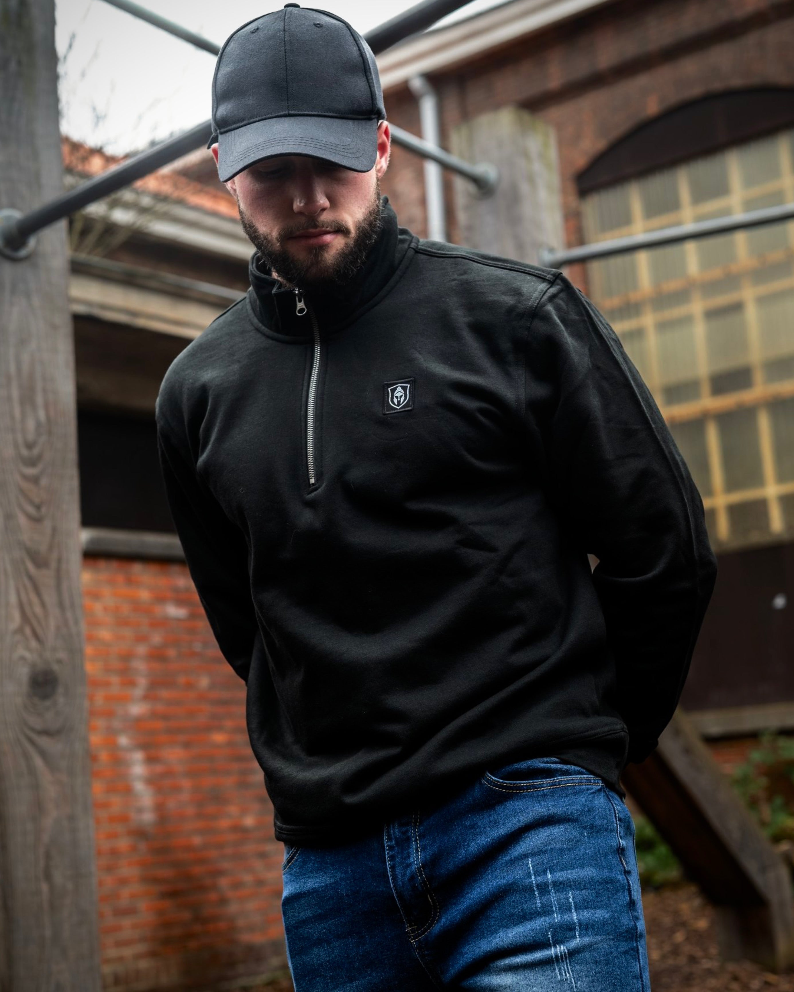 HALF ZIP CLASSIC SWEATER ZWART