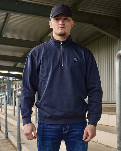 HALF ZIP CLASSIC SWEATER BLAUW