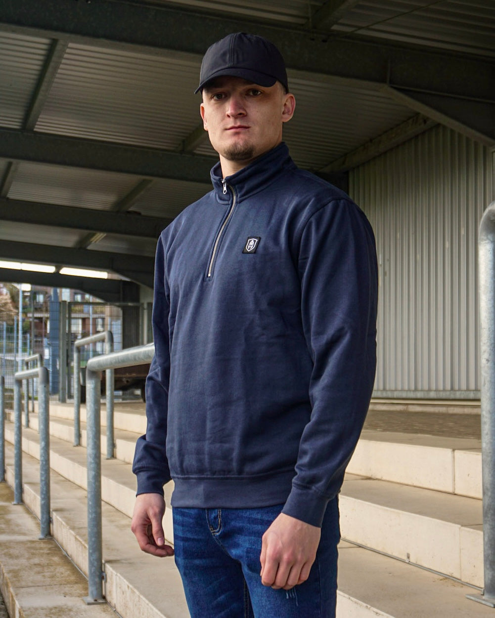 HALF ZIP CLASSIC SWEATER BLAUW