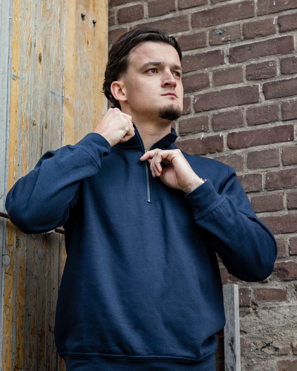 HALF ZIP CLASSIC SWEATER BLAUW