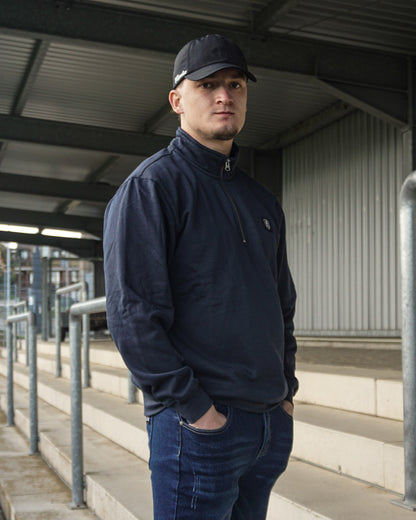 HALF ZIP CLASSIC SWEATER BLAUW