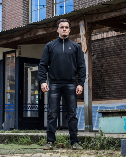 CHEVALIER | SWEATER MIT HALF REISSVERSCHLUSS SCHWARZ