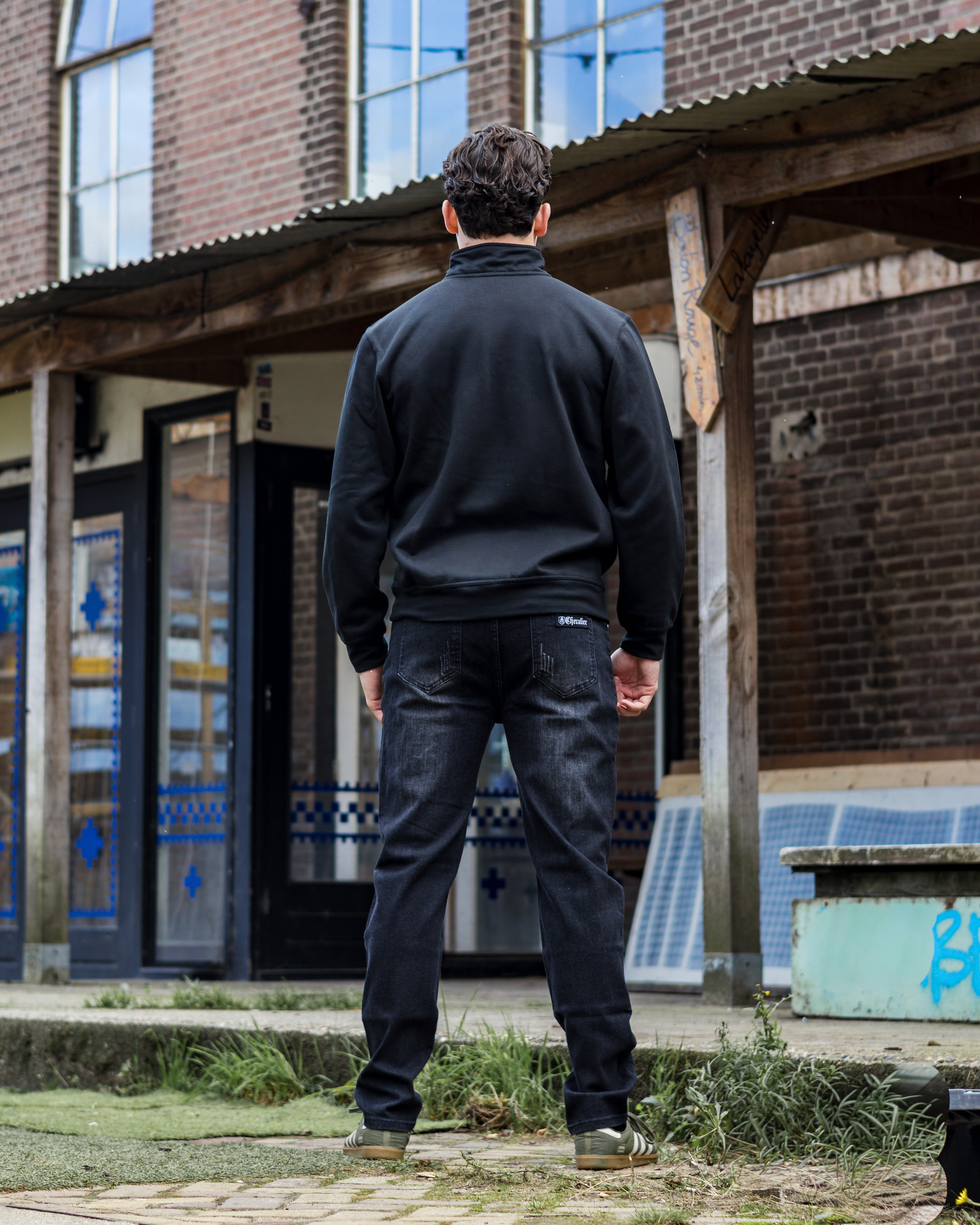 HALF ZIP CLASSIC SWEATER ZWART